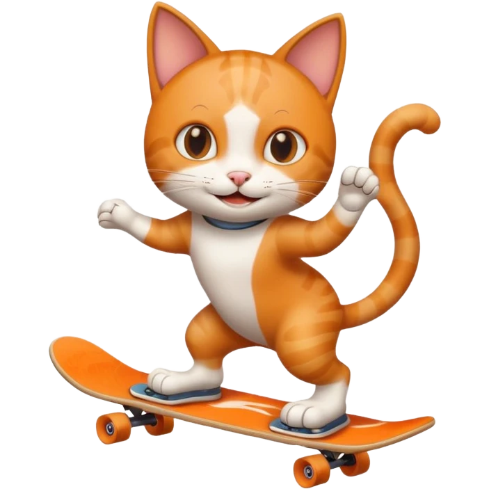 An cat using a skatboard ios emoji emoji