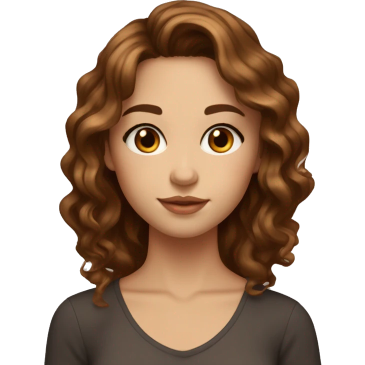 Girl with fair skin , thin almond eyes , brown eyes , brown wavy hair with caramel balayage emoji