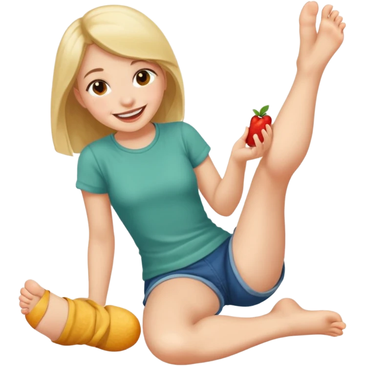 Ein Mädchen die an ihren Füßen knabbert emoji