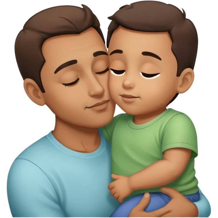 Father giving his child a gentle kiss on the forehead, family love emoji