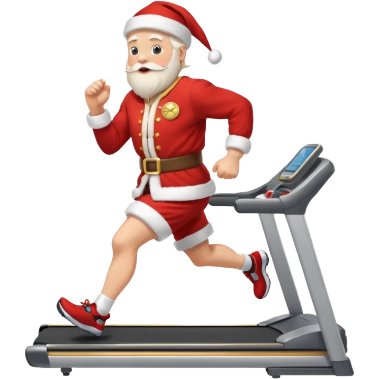 A Norwegian Santa running on a treadmill, wearing a gold medal round his neck emoji
