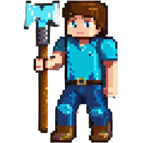 Minecraft Steve mining with pickaxe emoji