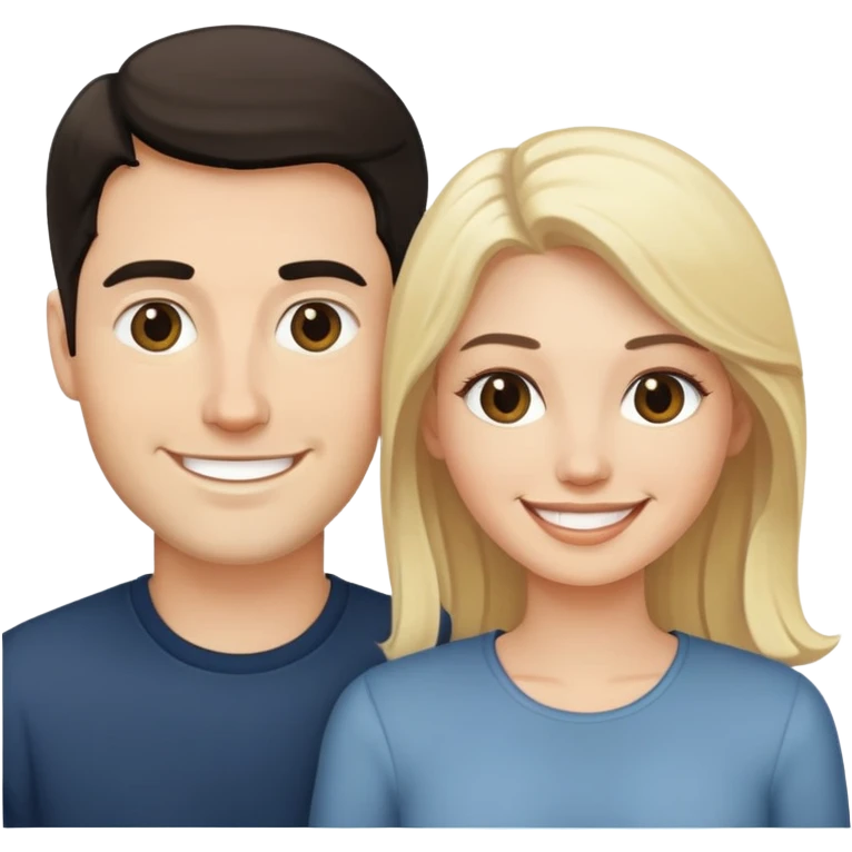 Boyfriend and girlfriend faces. Both white, man has dark hair and girl has blonde hair emoji