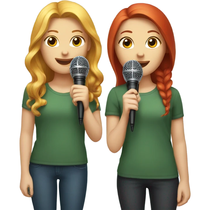 Blonde and red head girls with microphones  emoji