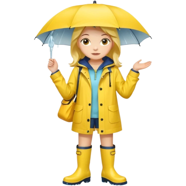 Girl in a yellow raincoat and rain boots emoji