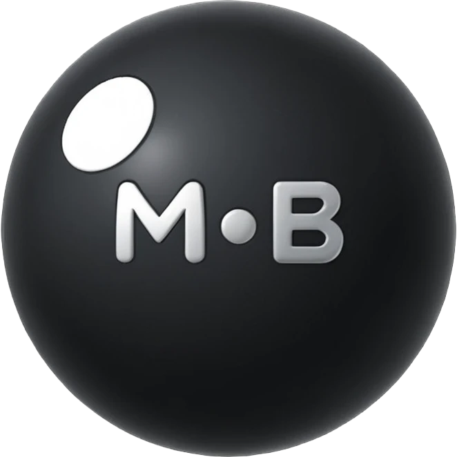 Black Ball with MB written on in the middle of it. Nothing else no holes or anything. emoji