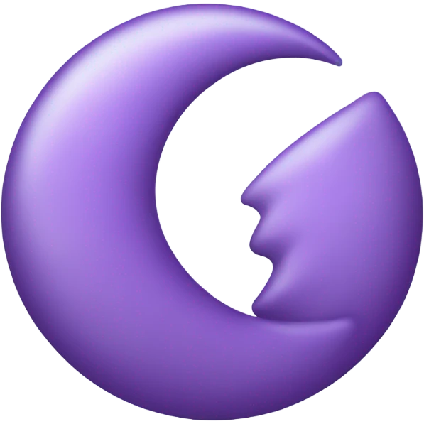 Violet crescent moon against a background of big pastel purple clouds  emoji