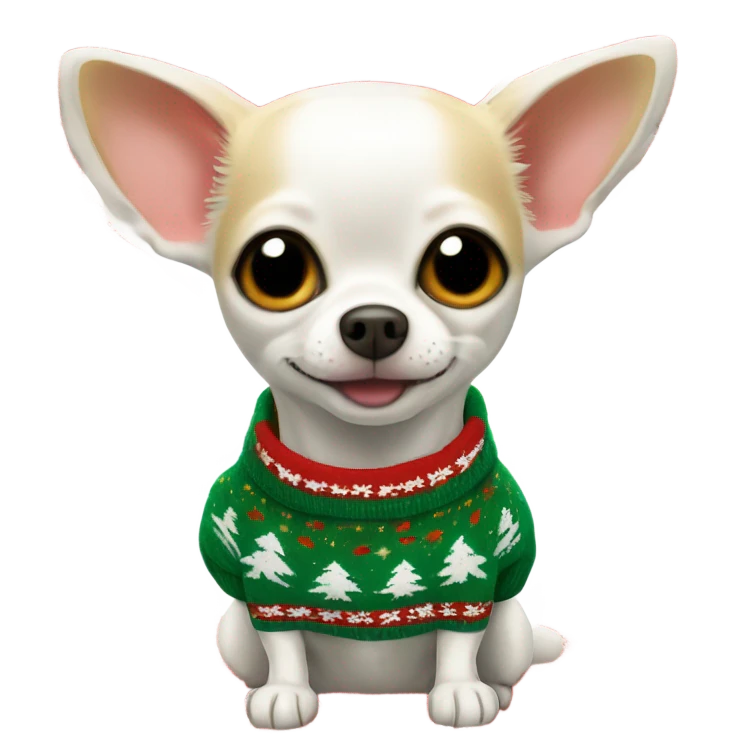 Xmas white chihuahua  emoji