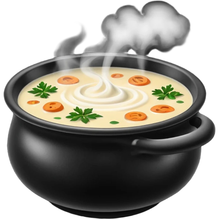 Realistic Soup in a black bowl   emoji
