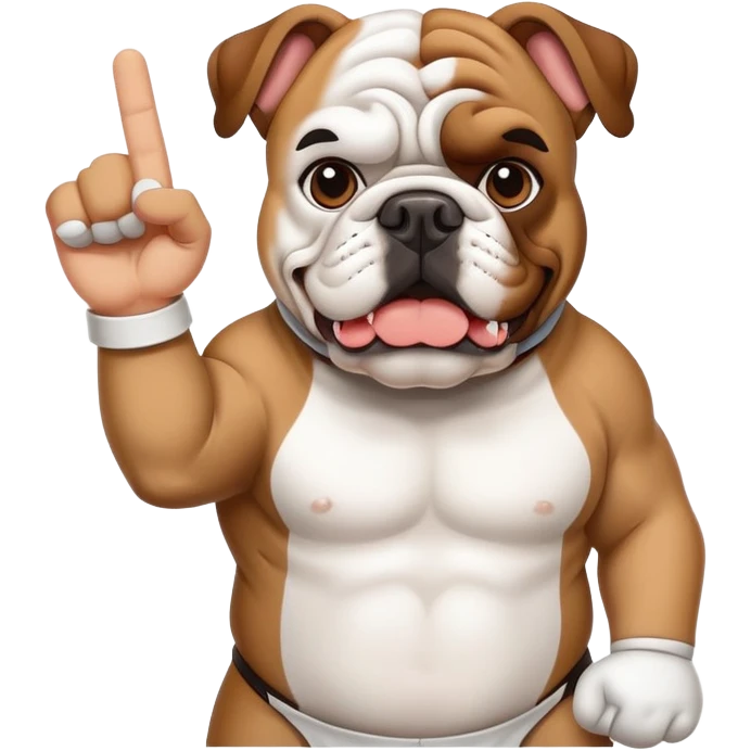 Bulldog with a foam finger  emoji