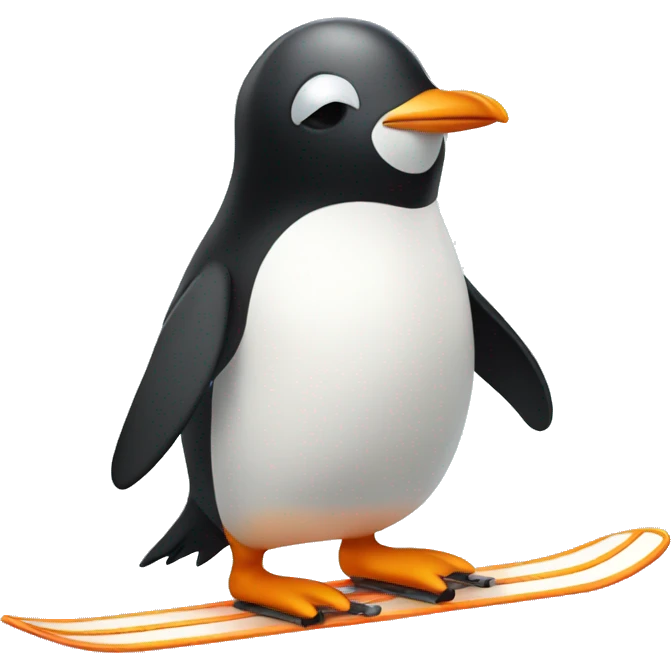 Cute extremely simple penguin skiing  emoji