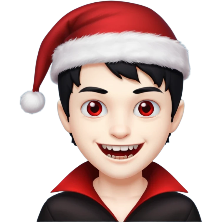 Vampire boy ,Fangs , cHristmas hat ,black hair emoji