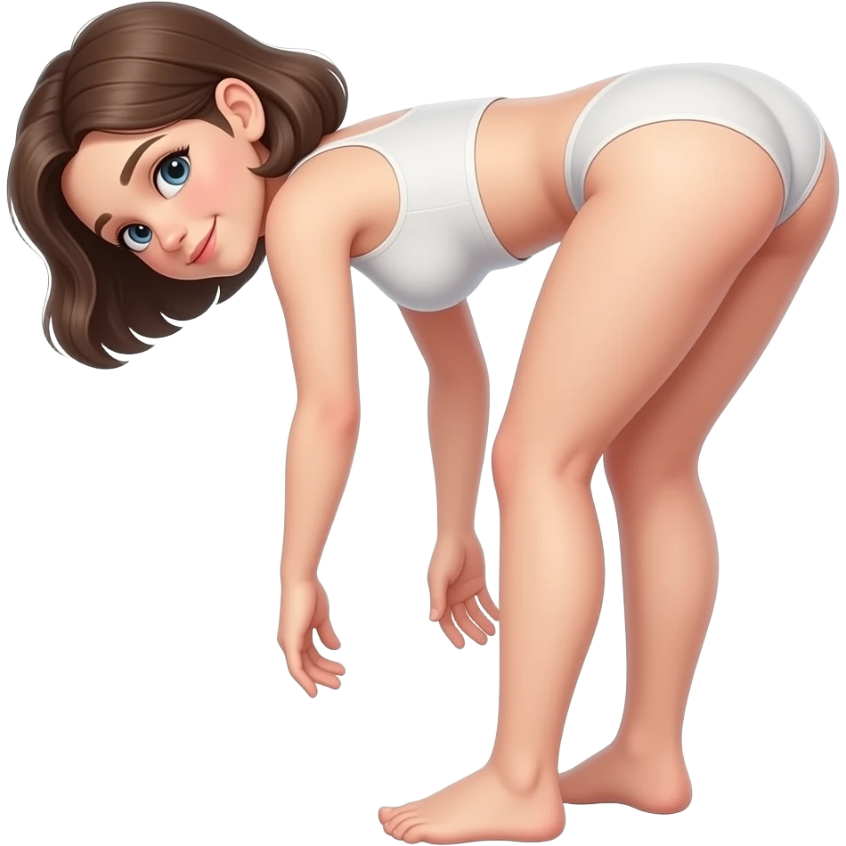 Light skin girl bent over butthole emoji
