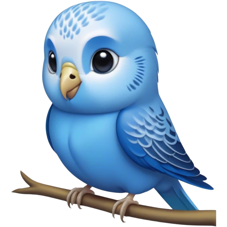 Cinematic Noble Blue Budgie Portrait Emoji, Poised and regal, with a petite, delicate build and a smooth, well-groomed fur of vibrant blue feathers, deep-set soulful dark eyes, Simplified yet sharp and sophisticated features, highly detailed, glowing with a soft, dignified glow, high shine, intelligent and charming, stylized with an air of elegance, focused and attentive, soft glowing outline, capturing the essence of a watchful and confident avian companion, so majestic it feels as though it could flutter out of the screen with effortless authority! emoji