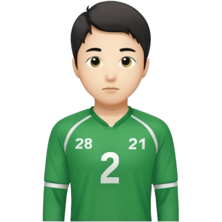 llustrate Cho Sang-woo (Player 218) in green tracksuit with the number 218 bold on the chest & sleeves. emoji