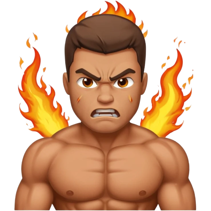 burning angry bodybuilder man  emoji