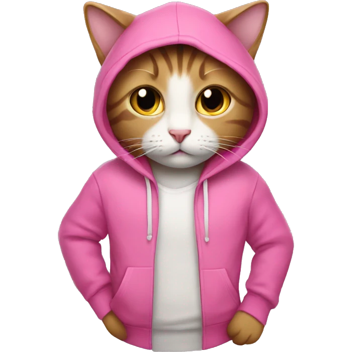 cat wearing a pink hoodie emoji