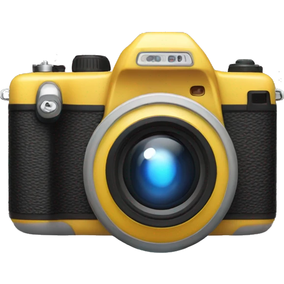 a camera making a photo with a flash emoji