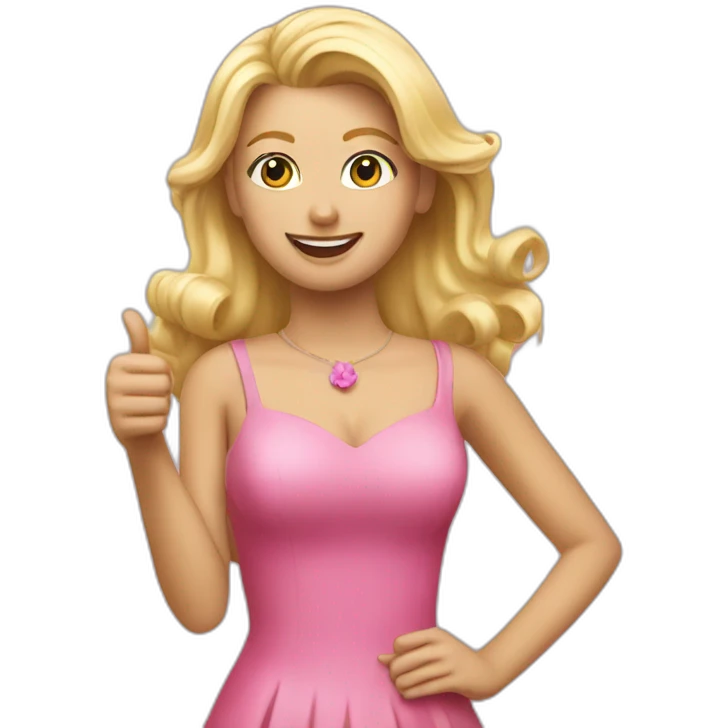 blonde hair lady with pink dress thumbs up emoji
