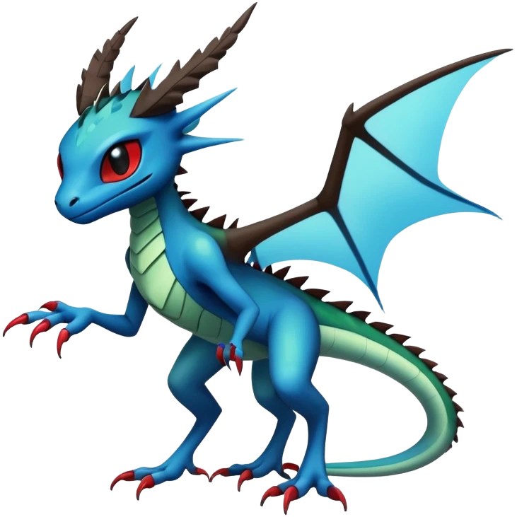Cool Edgy black-blue ethereal badass punky Vernid-Trico-Flygon-animal-creature full body emoji