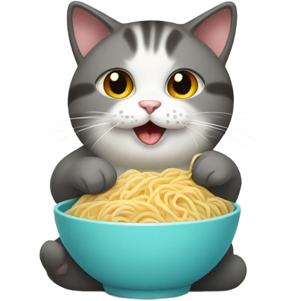 A cat eating noodles emoji