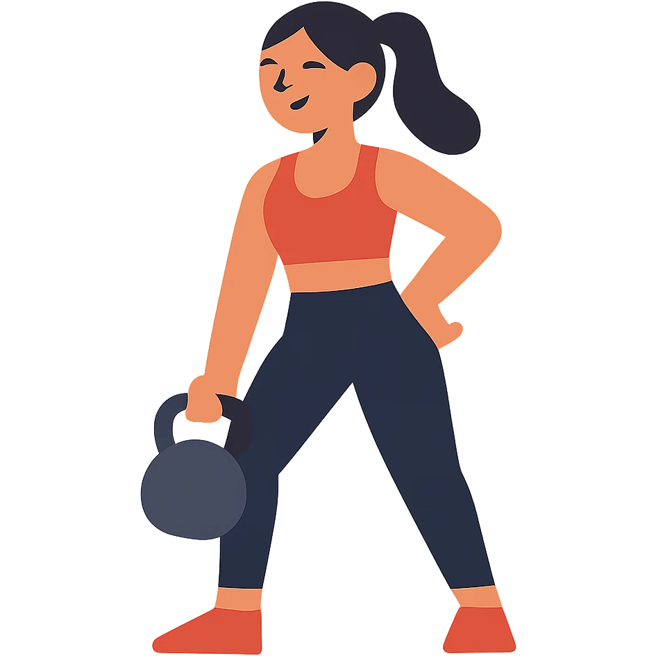 flat design style sport girl with kettlebell emoji