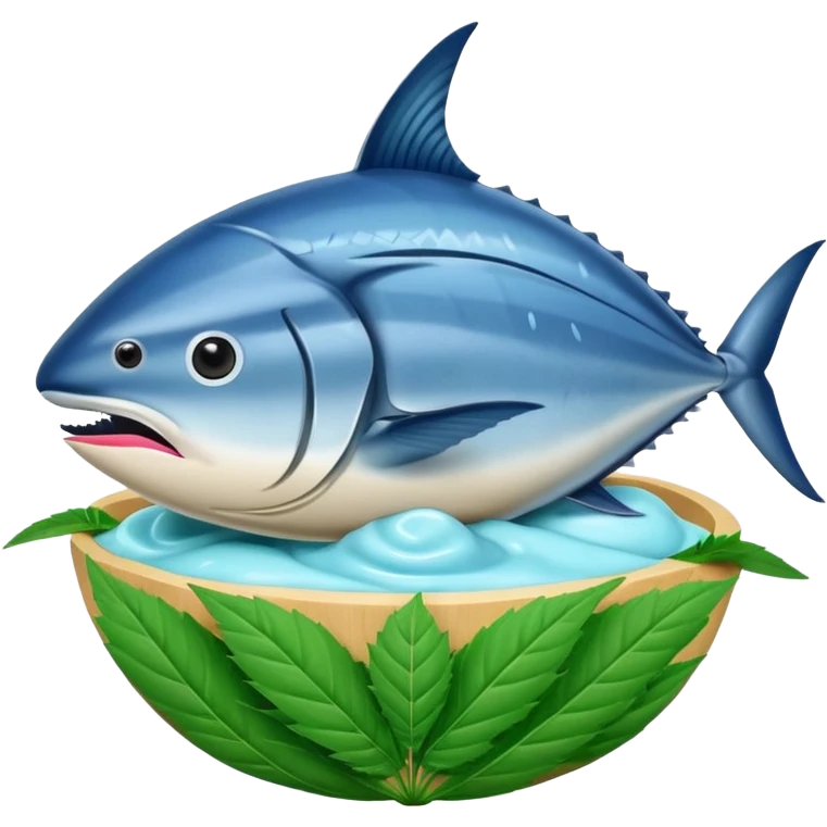bluefin tuna in a gelato with cannabis leaf emoji