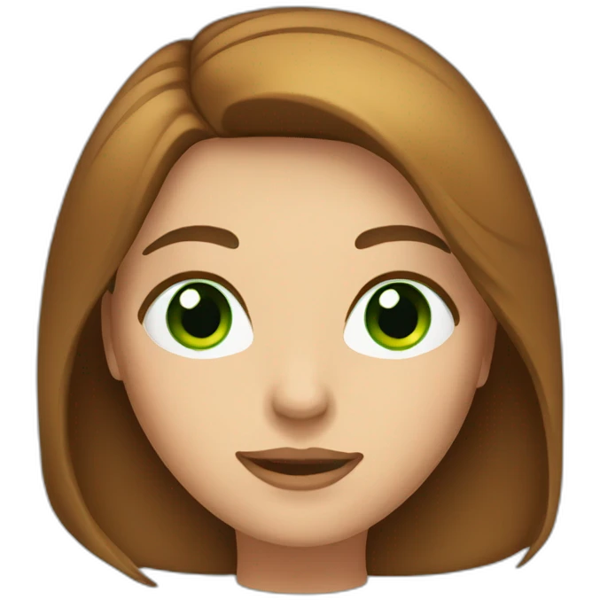 women square face and long brown hair and green eyes emoji