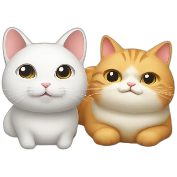 chubby cat and white rabbit emoji