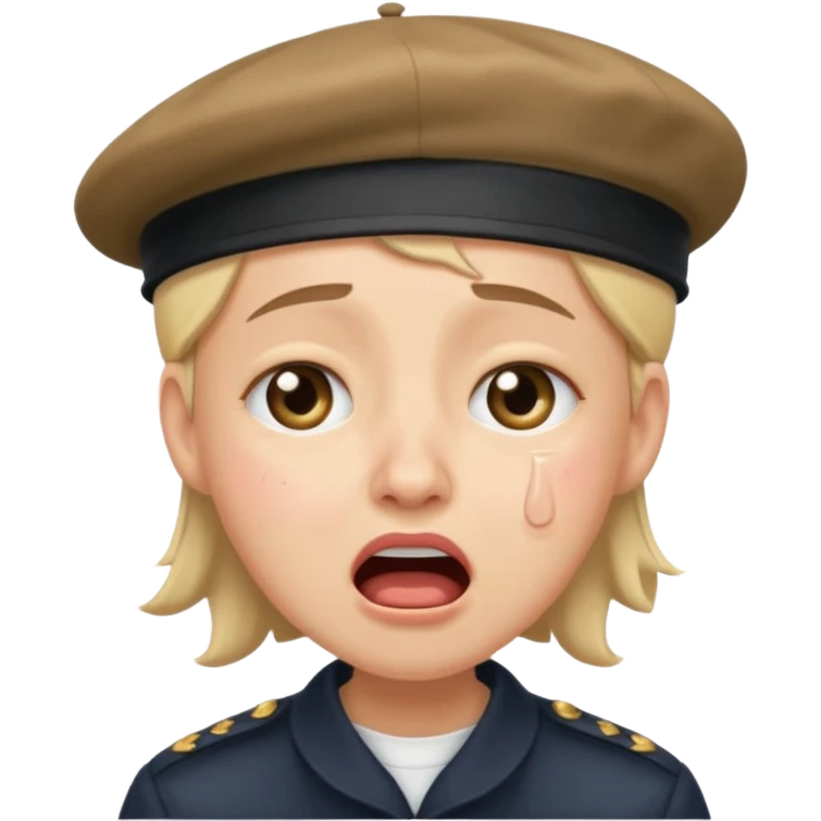 loudly crying face with beret emoji