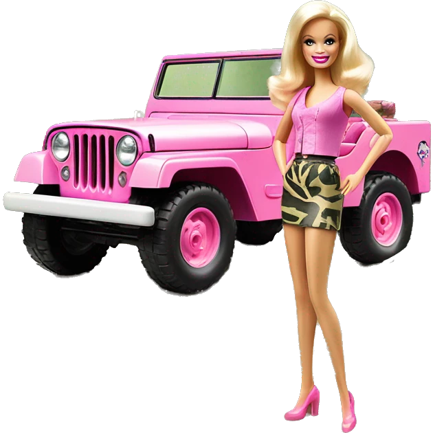 jungle tour Barbie 1963 Willy’s pearly pink cj jeep emoji