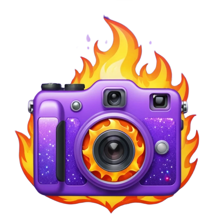Glitter Fire Camera Purple emoji