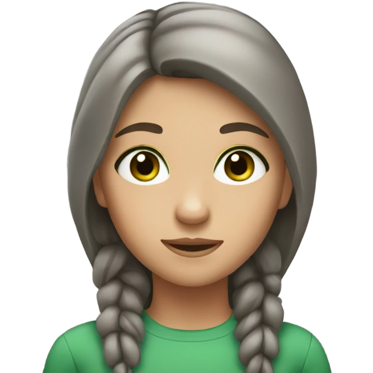 girl with brown and gray hair and green eyes emoji