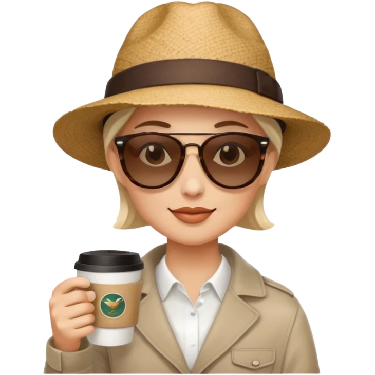 stylish traveler with coffee cup on hand emoji