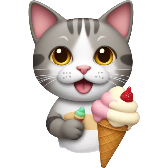 Cat with ice cream emoji