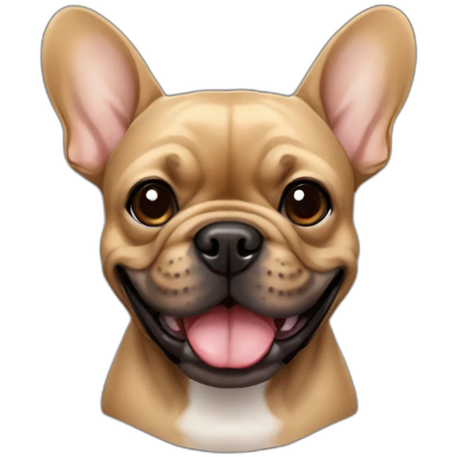 Happy Light Brown and black French bulldog emoji
