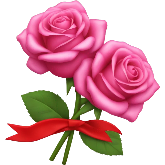 pink roses with red ribbon around the stems emoji
