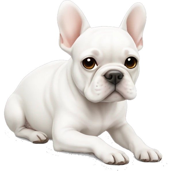 White Frenchie laying emoji