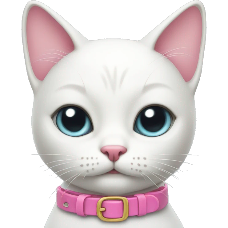 White cat with pink collar  emoji