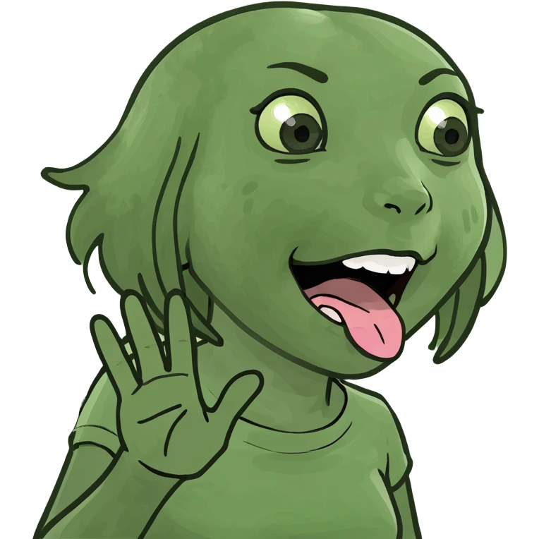 a girl shaking tongue and moving hands. apart emoji