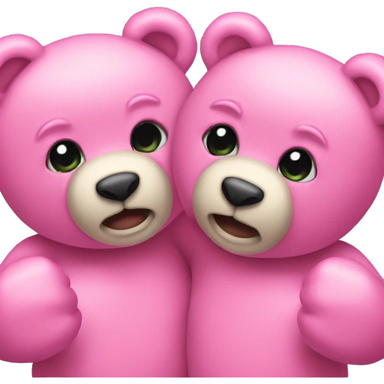 two pink teddy bears punching emoji
