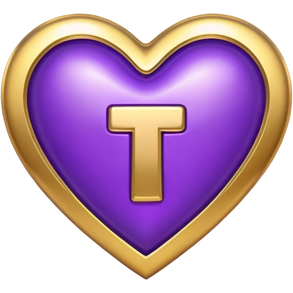 The gold Letter “T” inside a Purple Heart emoji