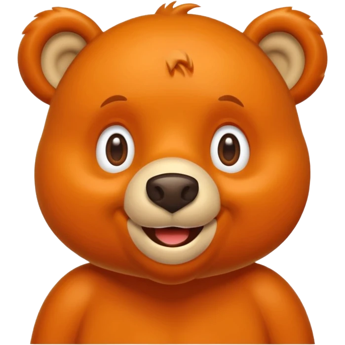 Create a orange friendly bear, make him look like from a kid cartoon and make him smile emoji
