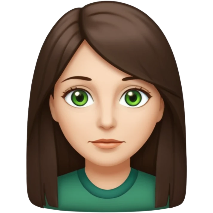 middle age woman with green eyes and long straight ashy brown hair  emoji