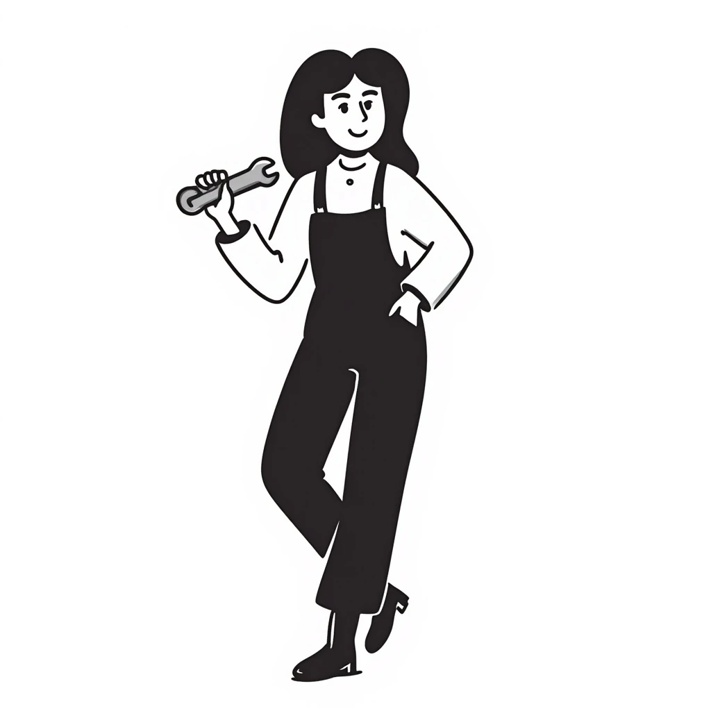 A woman in overalls emoji