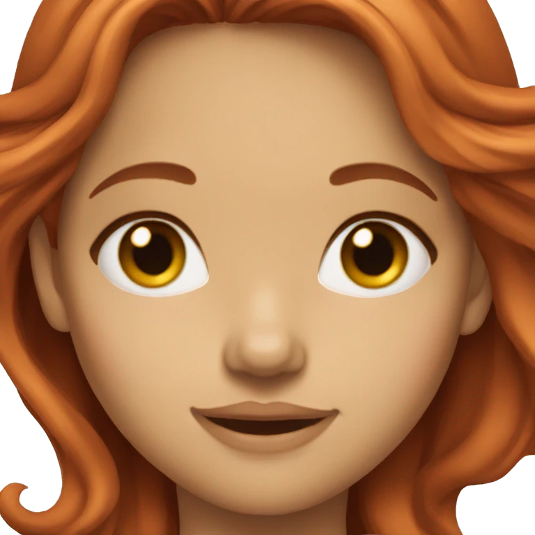 long wavy red hair brown eyes girl emoji