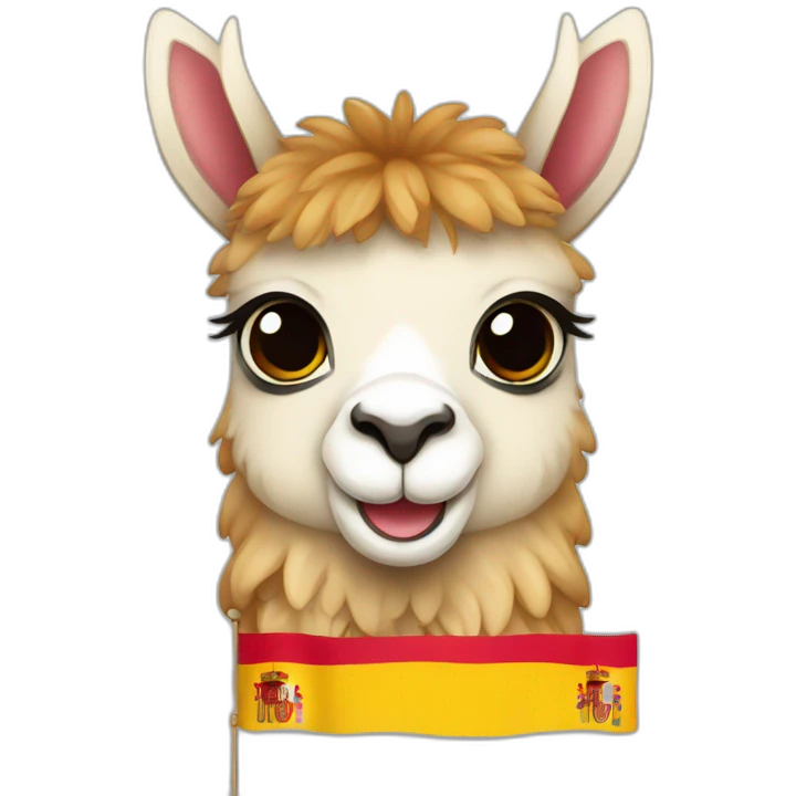 Baby llama with Spain flag emoji