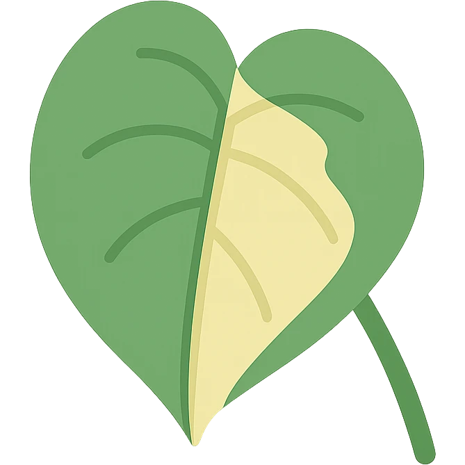 Philodendron Rio leaf, flat vector style, clean lines, simple color blocks emoji