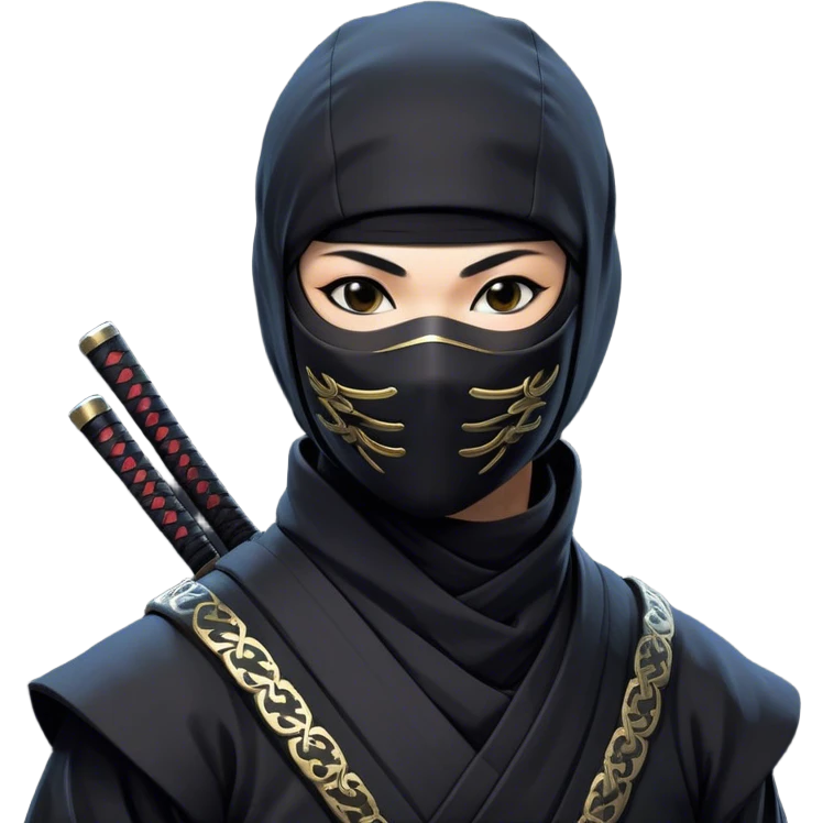 Clash of Clans aesthetic: Beautiful and Majestic Ninja Portrait Emoji, Rendered in serene poise with a gentle, confident smile and a refined masked visage, showcasing a sleek, artfully poised figure exuding calm and determined elegance in natural skin tone, Simplified yet exquisitely endearing features, highly detailed, glowing with a soft, drowsy nocturnal light, high shine, relaxed and utterly noble, stylized with an air of timeless stealth, soft glowing outline, capturing the essence of a majestic ninja whose graceful presence inspires epic covert adventures! emoji