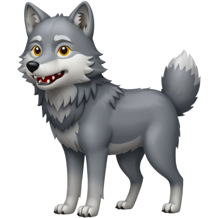 Wolf smile, full body emoji